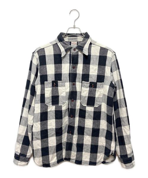 WAREHOUSE（ウエアハウス）WAREHOUSE (ウエアハウス) FLANNEL SHIRTS ホワイト×ブラック サイズ:X-LARGEの古着・服飾アイテム