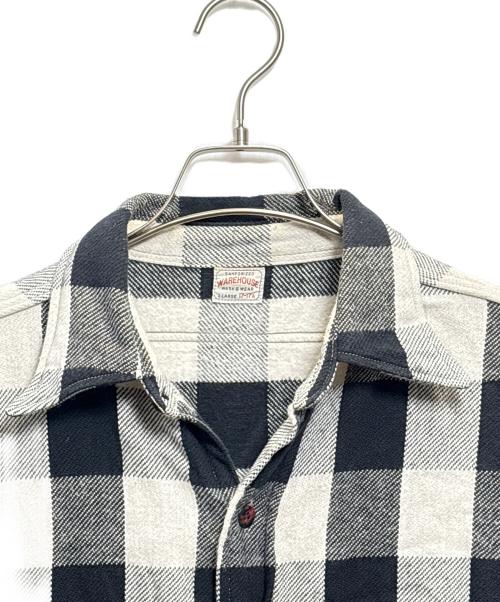 WAREHOUSE（ウエアハウス）WAREHOUSE (ウエアハウス) FLANNEL SHIRTS ホワイト×ブラック サイズ:X-LARGEの古着・服飾アイテム