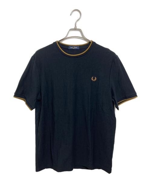 FRED PERRY（フレッドペリー）FRED PERRY (フレッドペリー) Trim Detail Crepe Pique T-Shirt ブラック サイズ:Lの古着・服飾アイテム