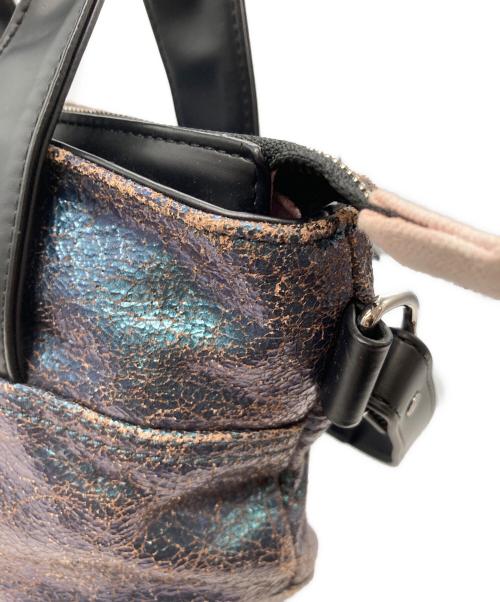 DIESEL（ディーゼル）DIESEL (ディーゼル) ジャカードデニム リバーシブル ミニトートバッグ ブラック×ピンク サイズ:　の古着・服飾アイテム