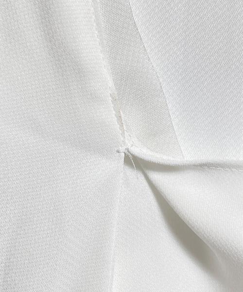 icB（アイシービー）icB (アイシービー) BackSatinAmunzen 5分袖配色ボウタイブラウス ホワイト サイズ:Sの古着・服飾アイテム