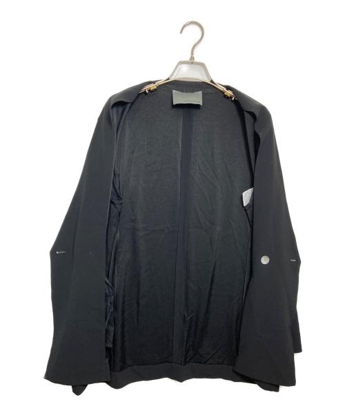 uncrave（アンクレイヴ3.）uncrave (アンクレイヴ3.) バックサテンジョーゼット ノーカラージャケット ブラックの古着・服飾アイテム