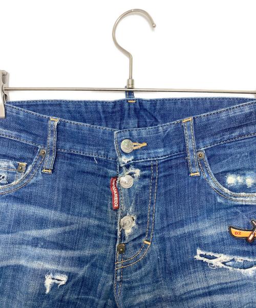 DSQUARED2（ディースクエアード）DSQUARED2 (ディースクエアード) クラッシュ加工デニムパンツ インディゴ サイズ:44の古着・服飾アイテム