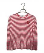 PLAY COMME des GARCONSプレイコムデギャルソン）の古着「Border Long Sleeve T-Shirt」｜ピンク×ホワイト