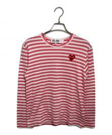 PLAY COMME des GARCONS（プレイコムデギャルソン）の古着「Border Long Sleeve T-Shirt」｜ピンク×ホワイト