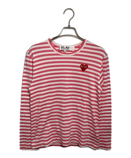 PLAY COMME des GARCONS（プレイコムデギャルソン）PLAY COMME des GARCONS (プレイコムデギャルソン) Border Long Sleeve T-Shirt ピンク×ホワイト サイズ:XSの古着・服飾アイテム