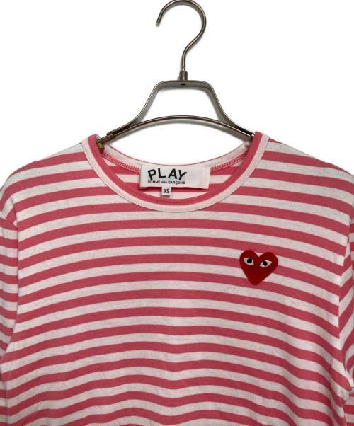 PLAY COMME des GARCONS（プレイコムデギャルソン）PLAY COMME des GARCONS (プレイコムデギャルソン) Border Long Sleeve T-Shirt ピンク×ホワイト サイズ:XSの古着・服飾アイテム