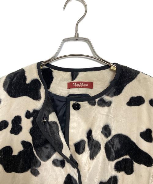 Max Mara Studio（マックスマーラ ストゥディオ）MAX MARA STUDIO (マックスマーラ ストゥディオ) カウ柄コート ベージュ×ブラック サイズ:38の古着・服飾アイテム