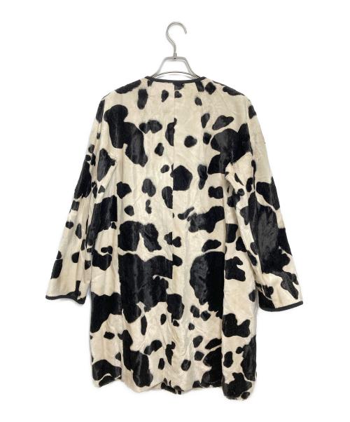 Max Mara Studio（マックスマーラ ストゥディオ）MAX MARA STUDIO (マックスマーラ ストゥディオ) カウ柄コート ベージュ×ブラック サイズ:38の古着・服飾アイテム