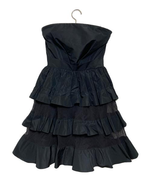 RED VALENTINO（レッドヴァレンティノ）RED VALENTINO (レッドヴァレンティノ) フリルミニドレス ブラック サイズ:40の古着・服飾アイテム