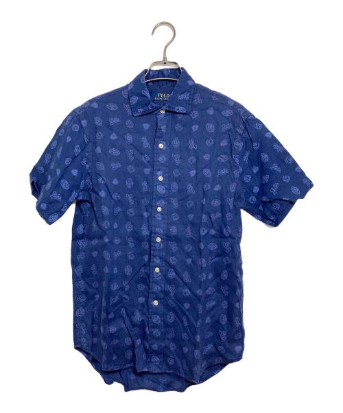 POLO RALPH LAUREN（ポロ・ラルフローレン）POLO RALPH LAUREN (ポロ・ラルフローレン) リネン総柄シャツ ネイビー サイズ:Sの古着・服飾アイテム