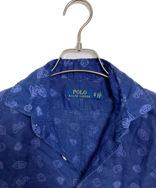 POLO RALPH LAUREN（ポロ・ラルフローレン）POLO RALPH LAUREN (ポロ・ラルフローレン) リネン総柄シャツ ネイビー サイズ:Sの古着・服飾アイテム