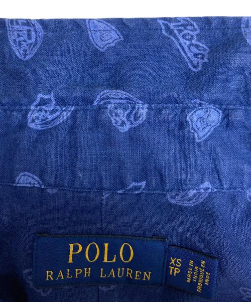 POLO RALPH LAUREN（ポロ・ラルフローレン）POLO RALPH LAUREN (ポロ・ラルフローレン) リネン総柄シャツ ネイビー サイズ:Sの古着・服飾アイテム
