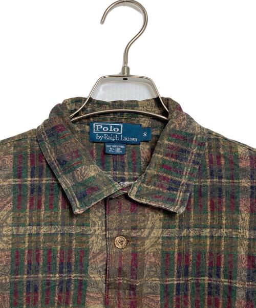POLO RALPH LAUREN（ポロ・ラルフローレン）POLO RALPH LAUREN (ポロ・ラルフローレン) 総柄ポロシャツ ブラウン サイズ:Sの古着・服飾アイテム