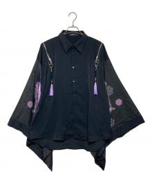 REZEN（リゼン）の古着「藤×和傘ジップ付和袖シャツ」｜ブラック