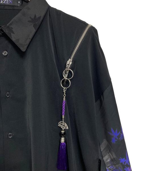 REZEN（リゼン）REZEN (リゼン) 紅葉×扇子ジップ付和袖シャツ ブラック サイズ:Mの古着・服飾アイテム