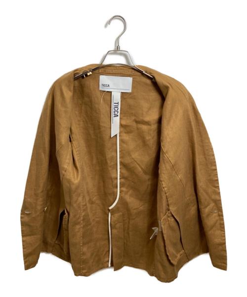 ticca（ティッカ）ticca (ティッカ) リネンジャケット ブラウン サイズ:Sの古着・服飾アイテム