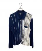 stussyステューシー）の古着「STRIPED KNIT SHIRT」｜ネイビー