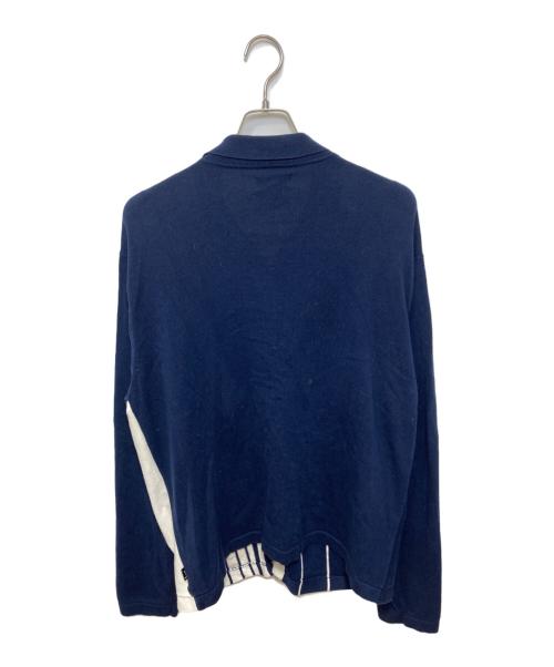 stussy（ステューシー）stussy (ステューシー) STRIPED KNIT SHIRT ネイビー サイズ:XLの古着・服飾アイテム