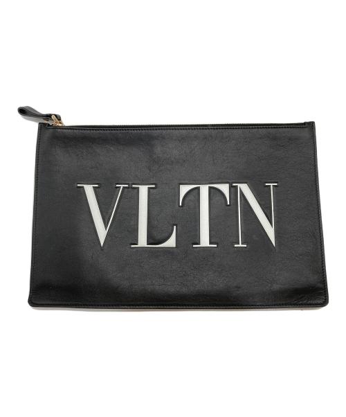 VALENTINO（ヴァレンティノ）VALENTINO (ヴァレンティノ) ロゴプリントクラッチバッグ ブラックの古着・服飾アイテム