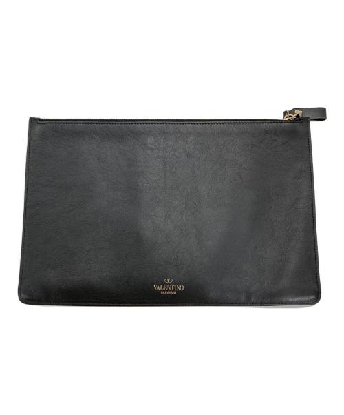 VALENTINO（ヴァレンティノ）VALENTINO (ヴァレンティノ) ロゴプリントクラッチバッグ ブラックの古着・服飾アイテム