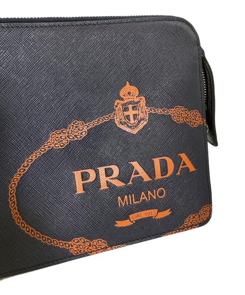 PRADA（プラダ）PRADA (プラダ) クラッチバッグ ネイビーの古着・服飾アイテム