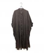 ne quittez pasヌキテパ）の古着「COTTON VOIL PLAIN SHIRTS DRESS」｜ブラウン