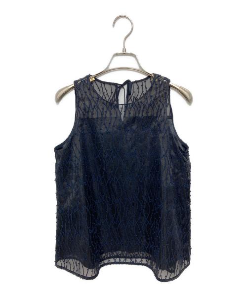 ANAYI（アナイ）ANAYI (アナイ) コーラルリーフ刺繍ノースリ ブラウス ネイビー サイズ: 36 未使用品の古着・服飾アイテム