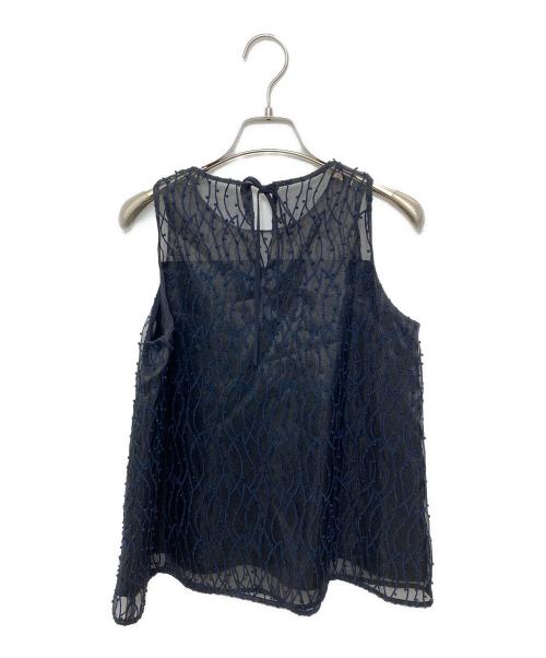 ANAYI（アナイ）ANAYI (アナイ) コーラルリーフ刺繍ノースリ ブラウス ネイビー サイズ: 36 未使用品の古着・服飾アイテム