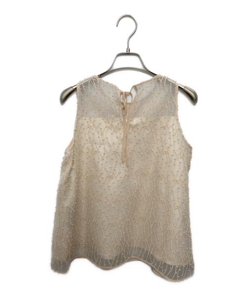 ANAYI（アナイ）ANAYI (アナイ) コーラルリーフ刺繍ノースリ ブラウス ベージュ サイズ:36 未使用品の古着・服飾アイテム