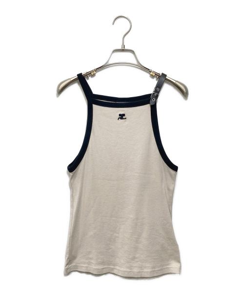 courreges（クレージュ）courreges (クレージュ) COURREGES BUCKLECONTRAS T TANK TOP ベージュ サイズ:Ｓの古着・服飾アイテム