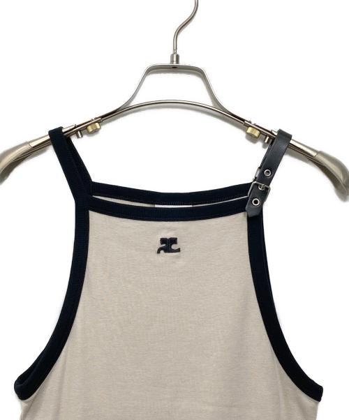 courreges（クレージュ）courreges (クレージュ) COURREGES BUCKLECONTRAS T TANK TOP ベージュ サイズ:Ｓの古着・服飾アイテム