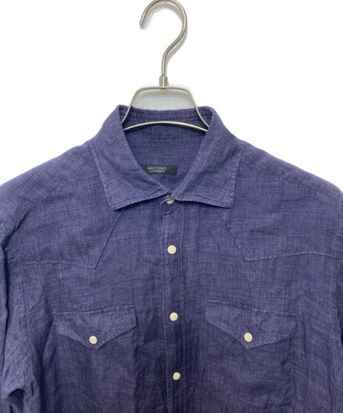 ARCODIO（アルコディオ）ARCODIO (アルコディオ) リネンシャツ パープル サイズ:Mの古着・服飾アイテム