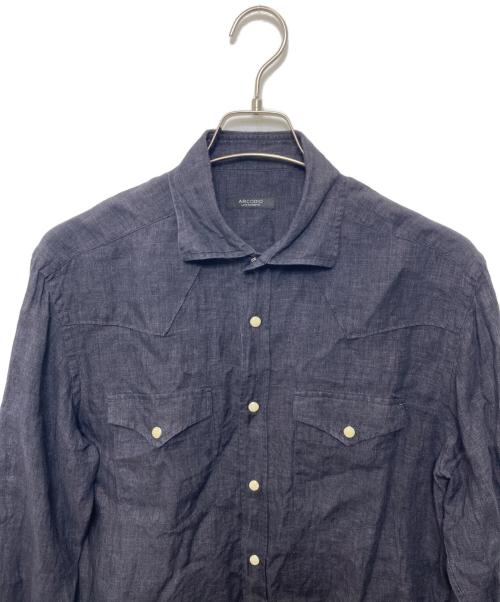 ARCODIO（アルコディオ）ARCODIO (アルコディオ) リネンシャツ パープル サイズ:Mの古着・服飾アイテム
