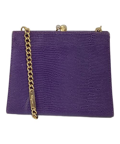 Salvatore Ferragamo（サルヴァトーレ フェラガモ）Salvatore Ferragamo (サルヴァトーレ フェラガモ) ヴァラリボンチェーンショルダーバッグ パープルの古着・服飾アイテム