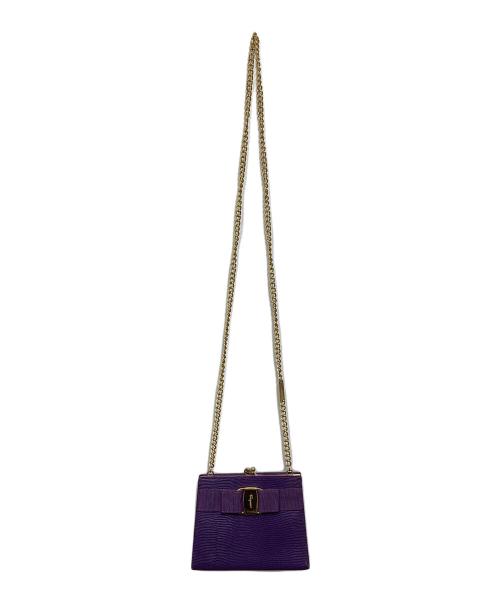 Salvatore Ferragamo（サルヴァトーレ フェラガモ）Salvatore Ferragamo (サルヴァトーレ フェラガモ) ヴァラリボンチェーンショルダーバッグ パープルの古着・服飾アイテム