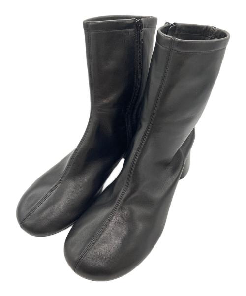 BALENCIAGA（バレンシアガ）BALENCIAGA (バレンシアガ) ラウンドトゥ レザーショートブーツ ブラック サイズ:37の古着・服飾アイテム