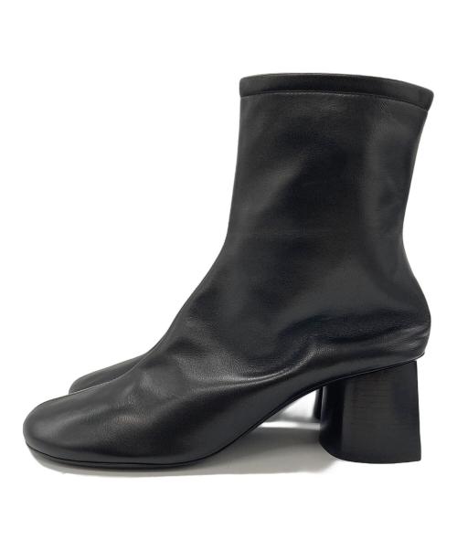 BALENCIAGA（バレンシアガ）BALENCIAGA (バレンシアガ) ラウンドトゥ レザーショートブーツ ブラック サイズ:37の古着・服飾アイテム