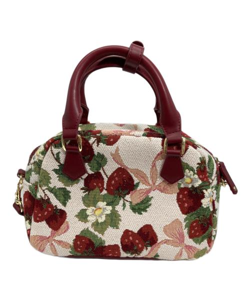 Maison de FLEUR（メゾンドフルール）Maison de FLEUR (メゾンドフルール) いちごゴブラン2Wayボストンバッグ アイボリー×レッドの古着・服飾アイテム