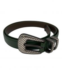 BOTTEGA VENETA（ボッテガベネタ）の古着「イントレチャートバックルベルト」｜グリーン