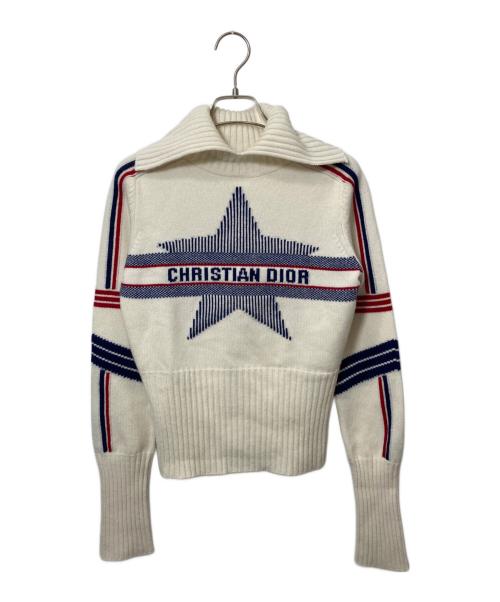 Christian Dior（クリスチャン ディオール）Christian Dior (クリスチャン ディオール) DIOR STARウールカシミヤニット ベージュ サイズ:36の古着・服飾アイテム