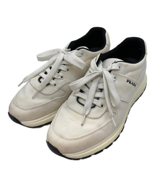PRADA（プラダ）PRADA (プラダ) ロゴキャンバススニーカー ホワイト サイズ:7の古着・服飾アイテム