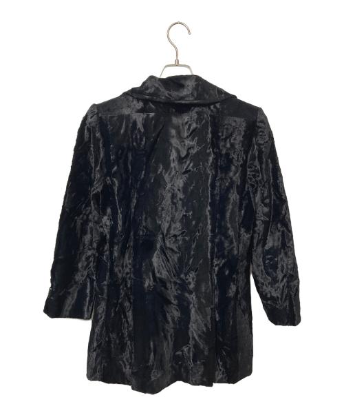 patou（パトゥ）patou (パトゥ) ロングライン ダブルブレスト フェイクポニースキン ジャケット ブラック サイズ:38の古着・服飾アイテム