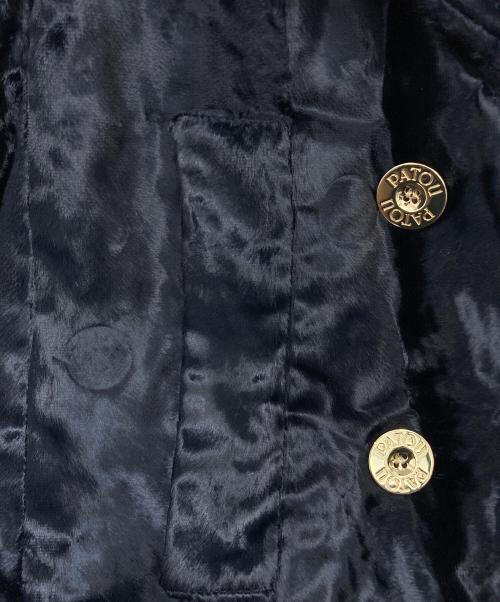 patou（パトゥ）patou (パトゥ) ロングライン ダブルブレスト フェイクポニースキン ジャケット ブラック サイズ:38の古着・服飾アイテム
