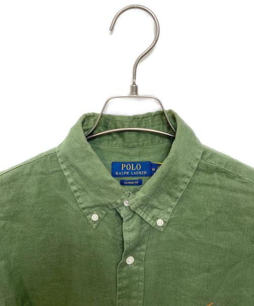 POLO RALPH LAUREN（ポロ・ラルフローレン）POLO RALPH LAUREN (ポロ・ラルフローレン) リネンシャツ グリーン サイズ:Mの古着・服飾アイテム