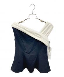 HER LIP TO（ハーリップトゥ）の古着「Asymmetric Two-Tone Peplum Top」｜ブラック