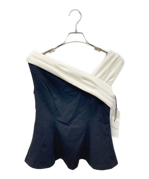 HER LIP TO（ハーリップトゥ）HER LIP TO (ハーリップトゥ) Asymmetric Two-Tone Peplum Top ブラック サイズ:Sの古着・服飾アイテム