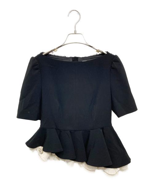 HER LIP TO（ハーリップトゥ）HER LIP TO (ハーリップトゥ) Vol.2 Pleated Ruffle Peplum Top ブラック サイズ:Mの古着・服飾アイテム