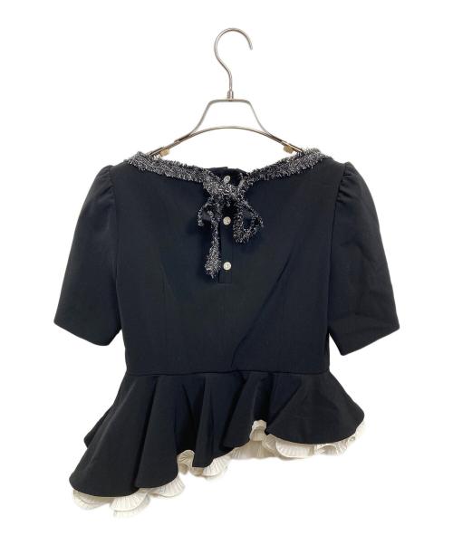 HER LIP TO（ハーリップトゥ）HER LIP TO (ハーリップトゥ) Vol.2 Pleated Ruffle Peplum Top ブラック サイズ:Mの古着・服飾アイテム