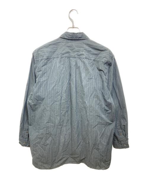confect（コンフェクト）CONFECT (コンフェクト) 顔料コーティング ストライプシャツ グリーン×ネイビー サイズ:4の古着・服飾アイテム